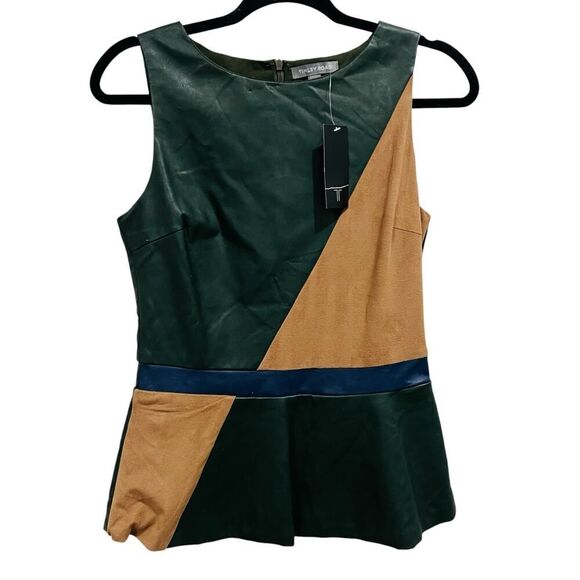 Tinley Road Vegan Leather Sleeveless Peplum blouse top size small NWT - Picture 1 of 6